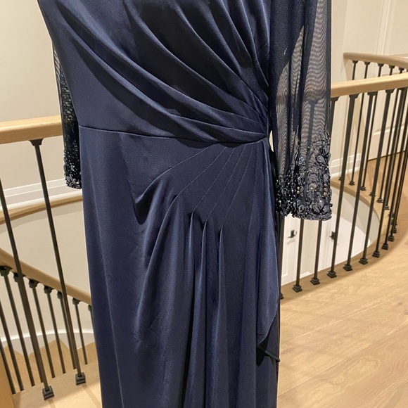 Navy beaded evening dress - Picture 7 of 8